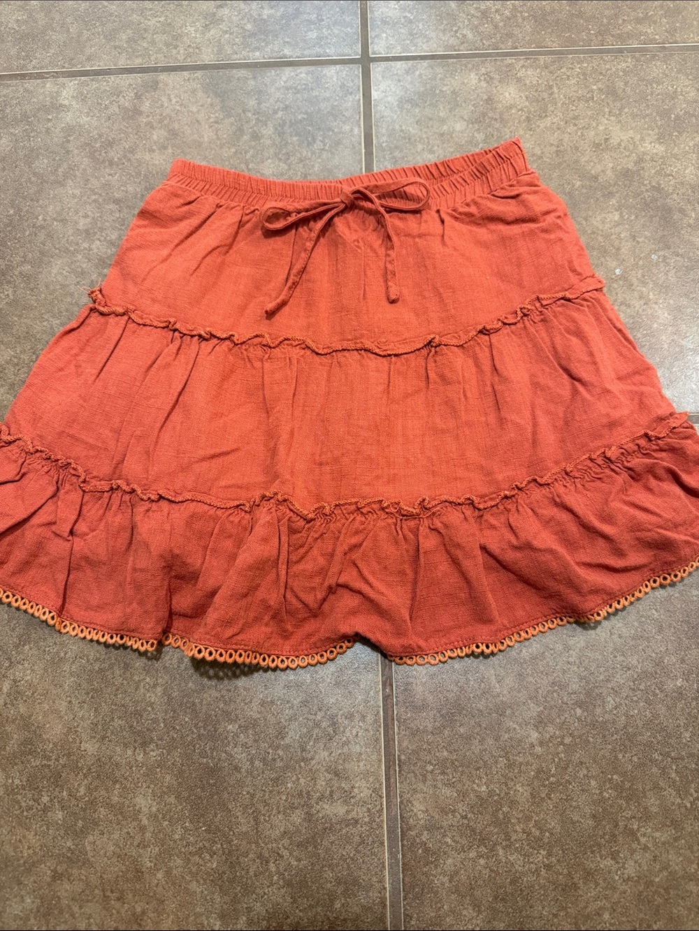Hayden Rust Tiered Ruffle Mini Skirt